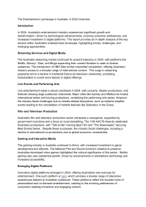 Australia Entertainment Landscape 2024: Overview & Trends