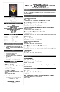 Jhon Rheniel Galos - Marketing Management Resume