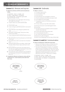 Illnesses, Injuries & Outbreaks Vocabulary Worksheet