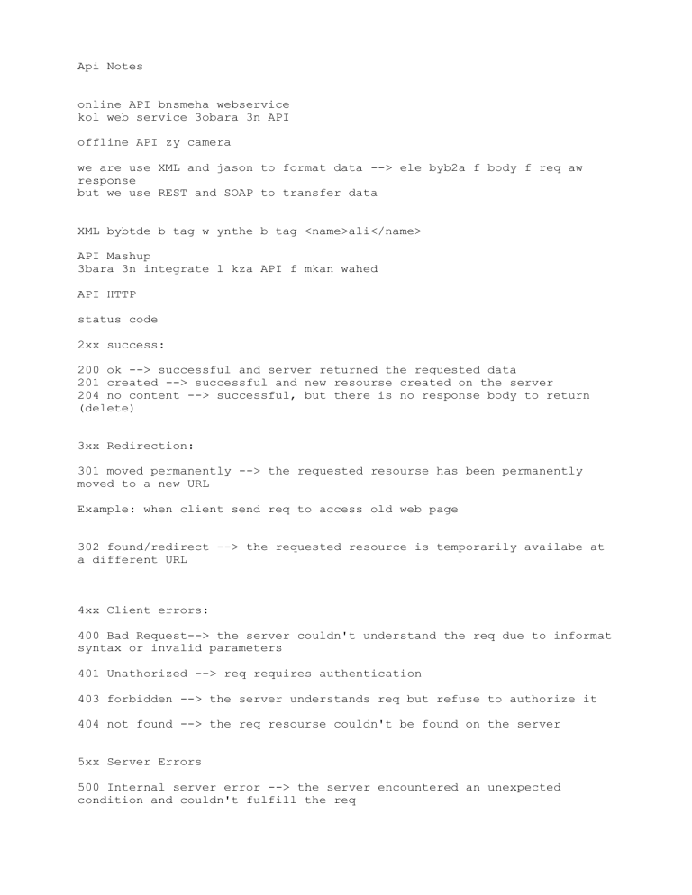 API Notes: REST, SOAP, HTTP Status Codes, and API Mashups