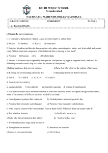 Class 5 Science Worksheet: Food and Health