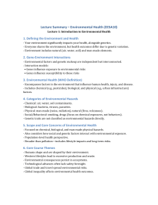 Environmental Health Lecture Summary (EESA10): Hazards & Impacts