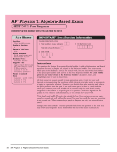 AP Physics 1: Algebra-Based Exam - Free Response