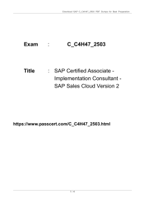 SAP C_C4H47_2503 Exam Dumps: Sales Cloud Version 2