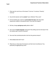 Teacher Observation Checklist: Lesson Analysis