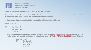 Examen de Investigaci&oacute;n de Operaciones: Problemas del M&eacute;todo Simplex