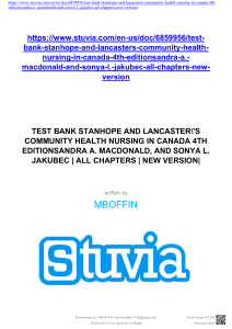 Community Health Nursing Test Bank - Canada 4th Ed.