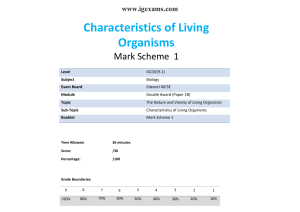 IGCSE Biology: Characteristics of Living Organisms Mark Scheme