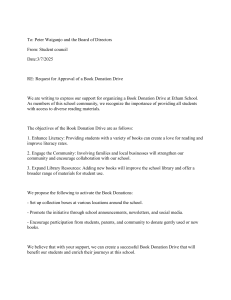 Book Donation Drive Proposal - Etham School