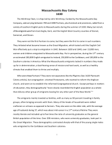 Massachusetts Bay Colony: Puritan Migration & History