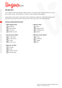 My Day (A1) English Reading Comprehension Exercise for Beginners