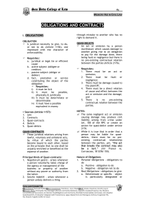 Civil Law: Obligations & Contracts Memory Aid