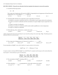 AP Chemistry Kinetics Practice Test - Chapter 12 Multiple Choice