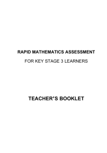 Rapid Mathematics Assessment: Teacher's Booklet (Key Stage 3)