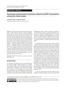 COVID-19 Awareness & Prevention in India: A Research Study