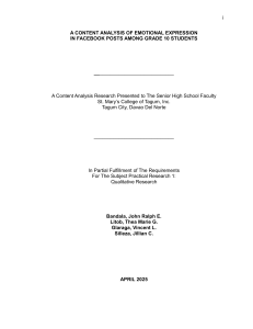 Emotional Expression in Facebook Posts: Grade 10 Study