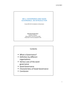 Governance and Good Governance: An Introduction