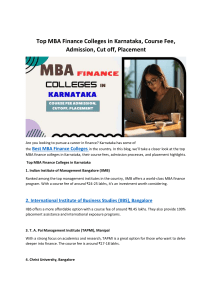 Top MBA Finance Colleges in Karnataka: Fees, Admission, Placement