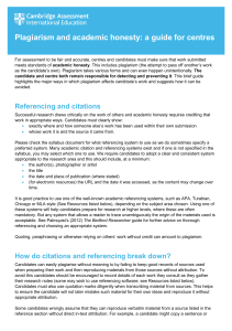 Plagiarism & Academic Honesty Guide for Centers