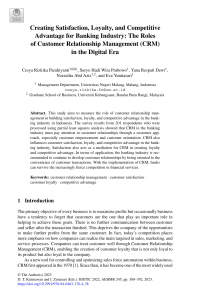 CRM, Satisfaction, Loyalty in Banking: A Research Paper