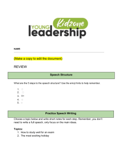 Speech Structure Worksheet: Public Speaking for Kids