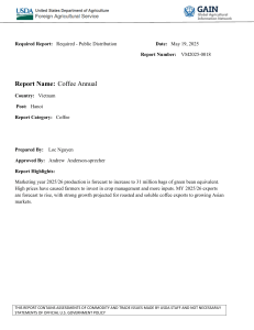 Vietnam Coffee Annual Report 2025/26: Production & Trade