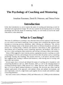 Psychology of Coaching & Mentoring: Definitions & Introduction