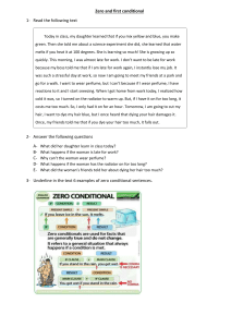 Zero and First Conditional Grammar Exercises & Text Comprehension