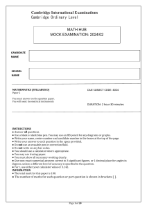 Cambridge O Level Mathematics Mock Exam Paper