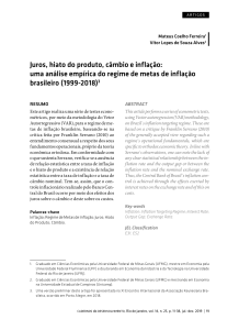 Juros, Hiato, C&acirc;mbio e Infla&ccedil;&atilde;o no Brasil (1999-2018)
