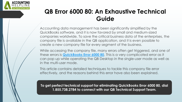 QuickBooks Error 6000 80: Fix Guide