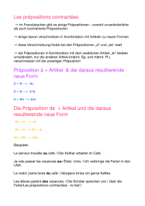 Franz&ouml;sische zusammengezogene Pr&auml;positionen: Arbeitsblatt & Beispiele