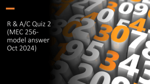 R & A/C Quiz 2 Model Answer (MEC 256)