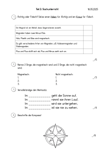 Grundschul-Arbeitsblatt: Magnete, Sonne, Kompass