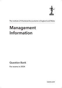 Management Information Question Bank - ICAEW Exams 2024