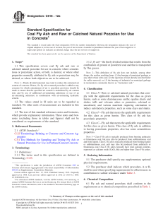 Coal Fly Ash & Pozzolan Concrete Specification ASTM C618