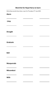 Word List for Royal Harry - Vocabulary Practice