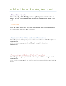 Report Planning Worksheet: Digital World & Children