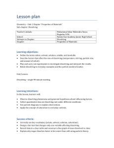 Chemistry Lesson Plan: Dissolving Properties