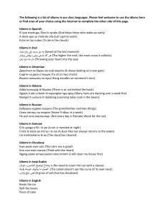 Idiom Comparison Worksheet: Exploring Cultural Nuances
