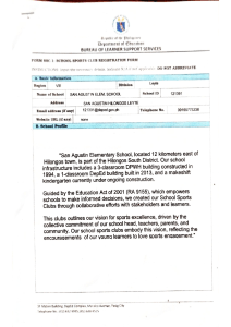School Sports Club Registration Form - San Agustin Elem. School