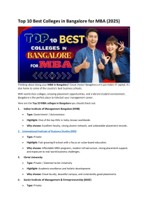 Top 10 MBA Colleges in Bangalore (2025)