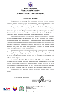 Naga National High School Graduation Message