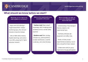 IGCSE Biology Experimental Skills: Prerequisites & Links