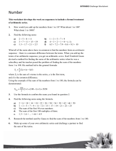 Arithmetic Series Worksheet: Sums and Sequences