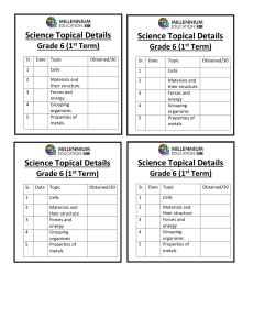 Science Topics: Grade 6 & 8 - 1st Term