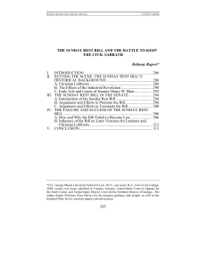 Sunday Rest Bill: Civil Sabbath & Labor in 19th Century America