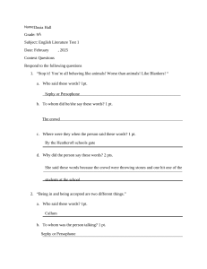 Noughts & Crosses Literature Test - Grade 9