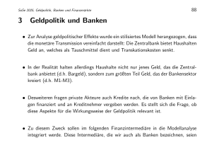Geldpolitik, Banken & Finanzm&auml;rkte Vorlesungsnotizen