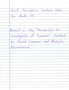 Math 141 Lecture Notes: Precalculus Functions